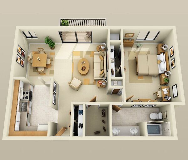 nhà cấp 4 1 phòng ngủ