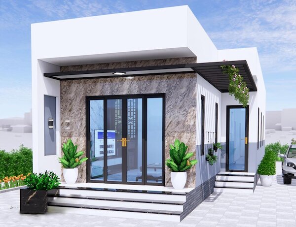 Mẫu nhà cấp 4 2 phòng ngủ mái bằng