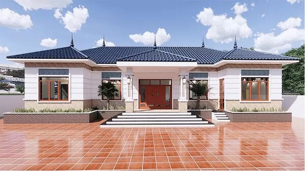 Mẫu nhà cấp 4 4 phòng ngủ mái Nhật